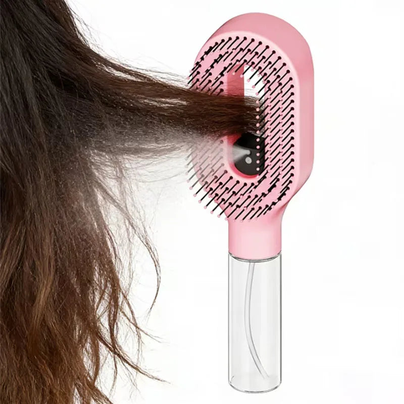 Spray Styling Comb 2 in 1 Portable Hair Brush with Water Spray Anti-static Detangling Brush Wet & Dry Dual Use Hair Styling Tool