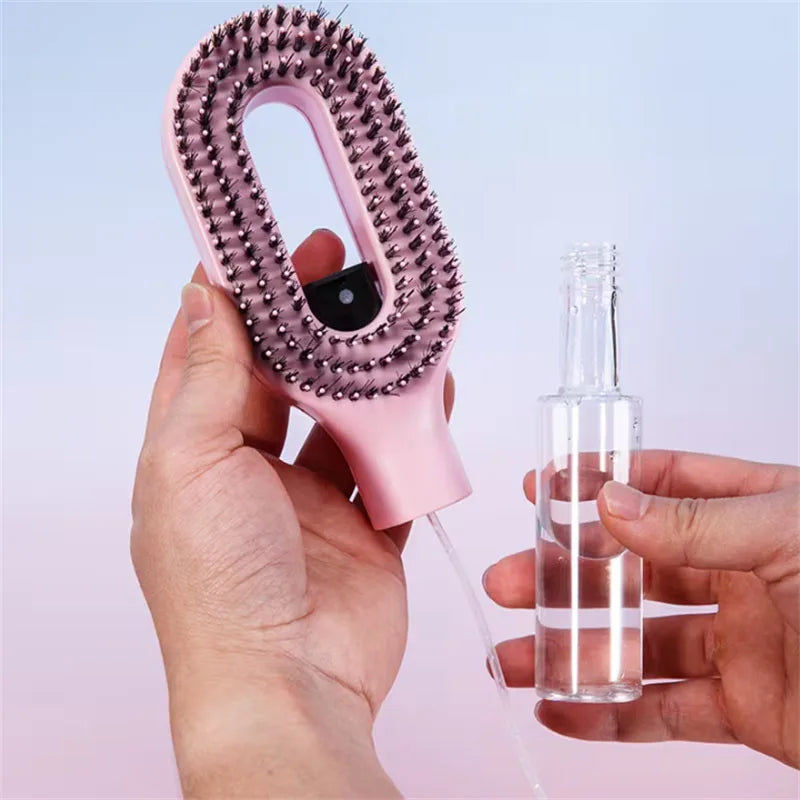 Spray Styling Comb 2 in 1 Portable Hair Brush with Water Spray Anti-static Detangling Brush Wet & Dry Dual Use Hair Styling Tool